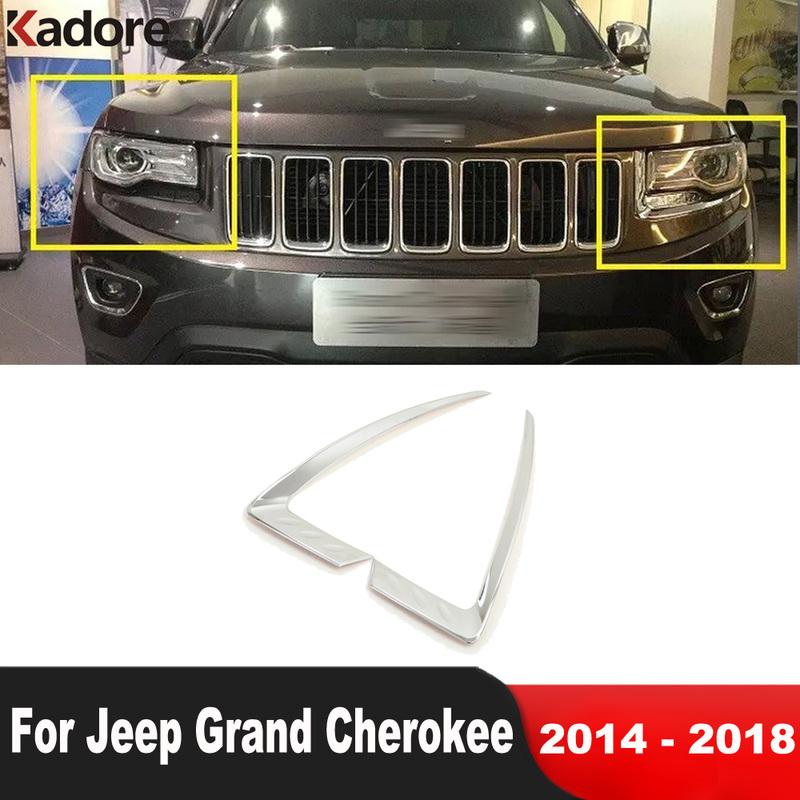 Передняя фара Лампа Накладка-бровь Отделка Для Jeep Grand Cherokee 2014-2017 2018 Хромированная Полоска-веко для Фары Автомобиля Аксессуары