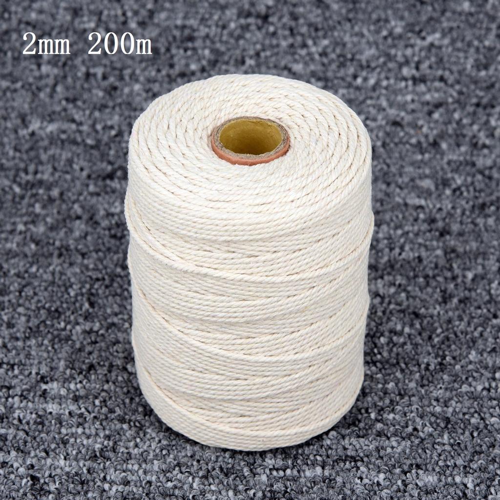 1-3mm Natural Craft Macramé Cotton String Artisan Thread Twisted Cord Beige
