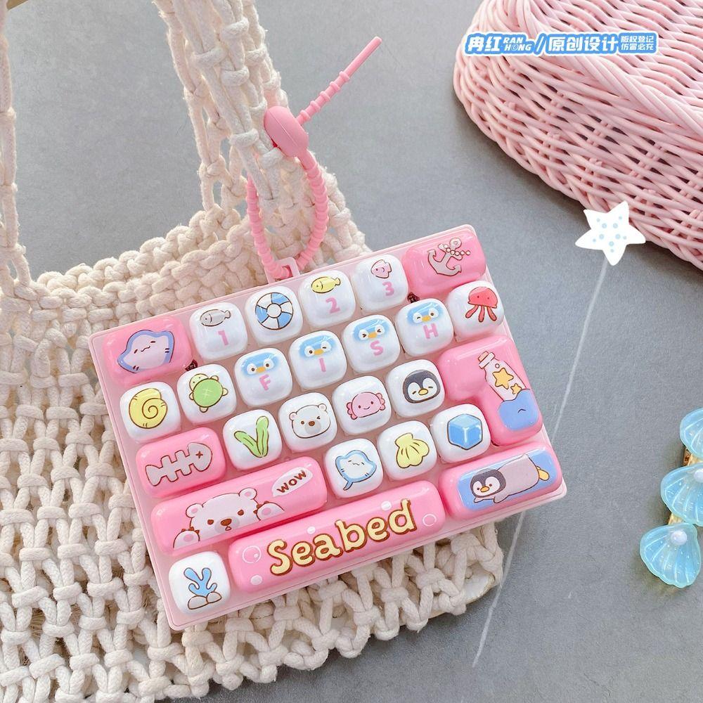 Cute Design Decompression Button Toy Creative Style Keyboard Keychain Popular Pendant