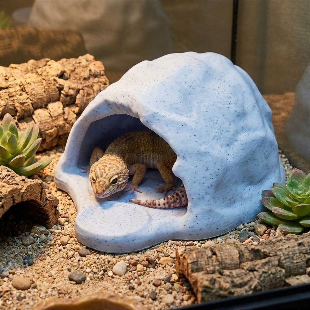 Simulation Rock Reptile Hideout Sturdy PETG Hidden Cave Shelter Lizard Feeder Turtle Tank