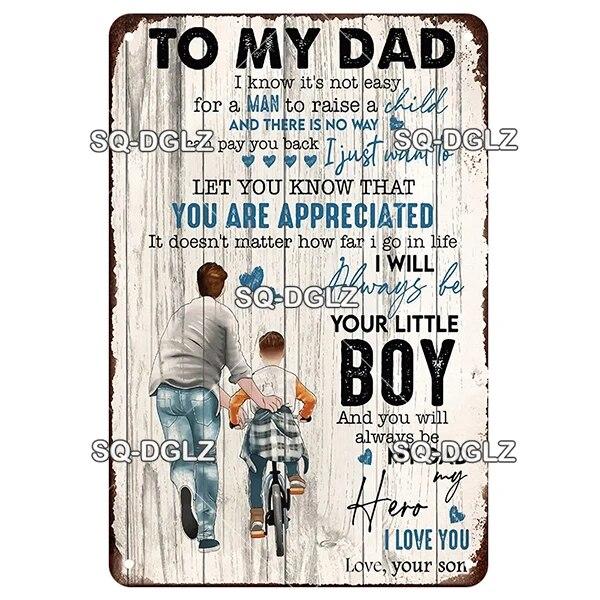 SQ-DGLZ Vintage To My DAD Word Metal Sign Plate Tin Sign Plate Home Bar Door Wall Decor Sticker Decoration Plaque Poster