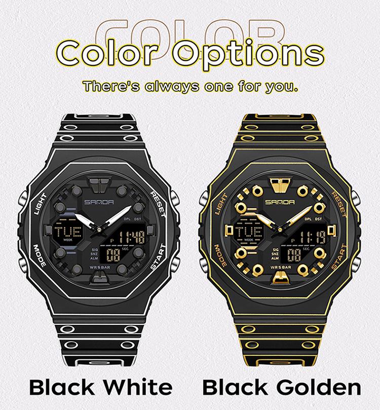 SANDA SD6507 Casual Electronic Watches for Man Stop Watch Calendar Luminous Outdoor Sports Digital Wristwatch