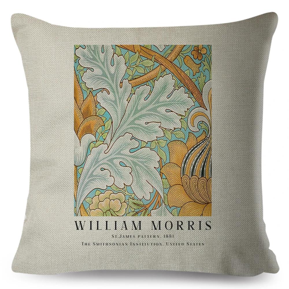 Nordic Style Cushion Cover William Morris Flower Pillowcase Linen Both Sided Decor Violets Botanical Throw Pillow Case for Sofa