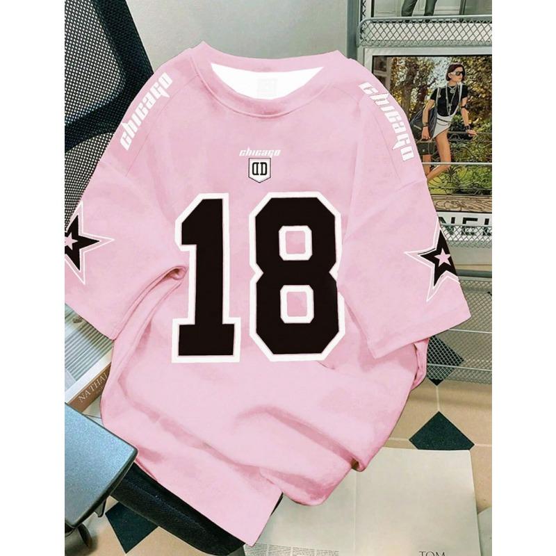 Men Fashion Digital Print No.18 Short Sleeve Basketball Jersey Mens Oversized