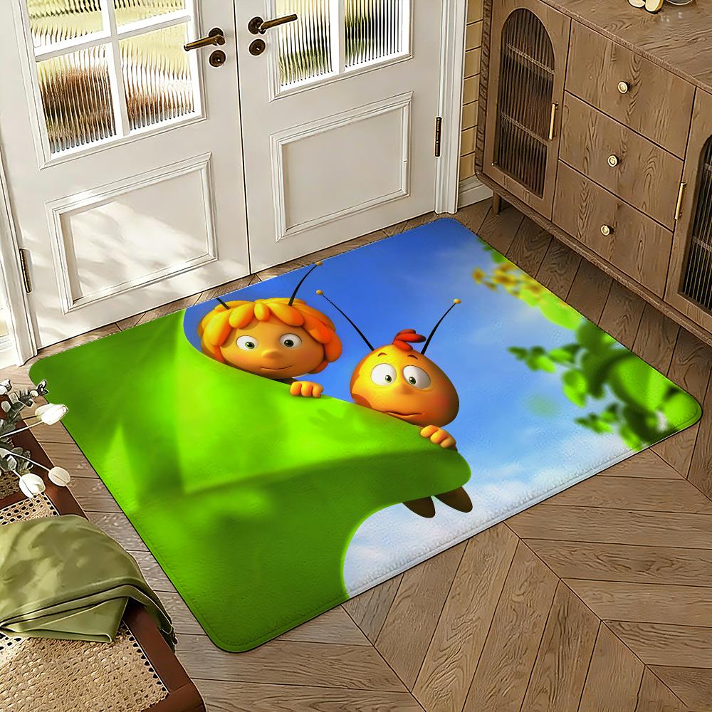 Maya the Bee Floor Mat Soft Thickened Absorbent Non-Slip Bedroom Living Room Door Mat Home Decor Flannel Rugs
