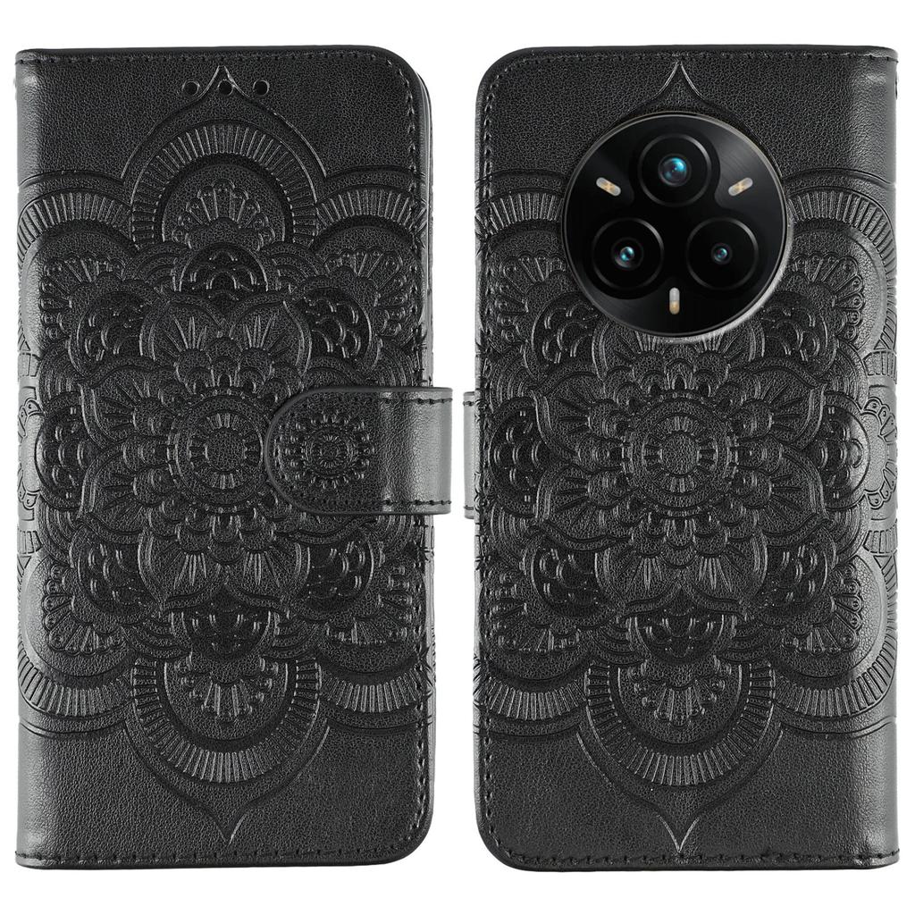 For Realme 14 Pro+ 5G Case PU Leather Mandala Imprinted Design Wallet Phone Cover