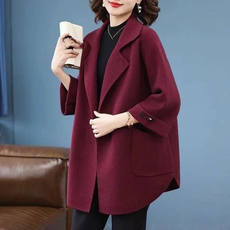 Темперамент Шерстяное Шерстяное Пальто Женская Блузка Свободного Большого Размера Вязаный Кардиган Мода Весна и Осень