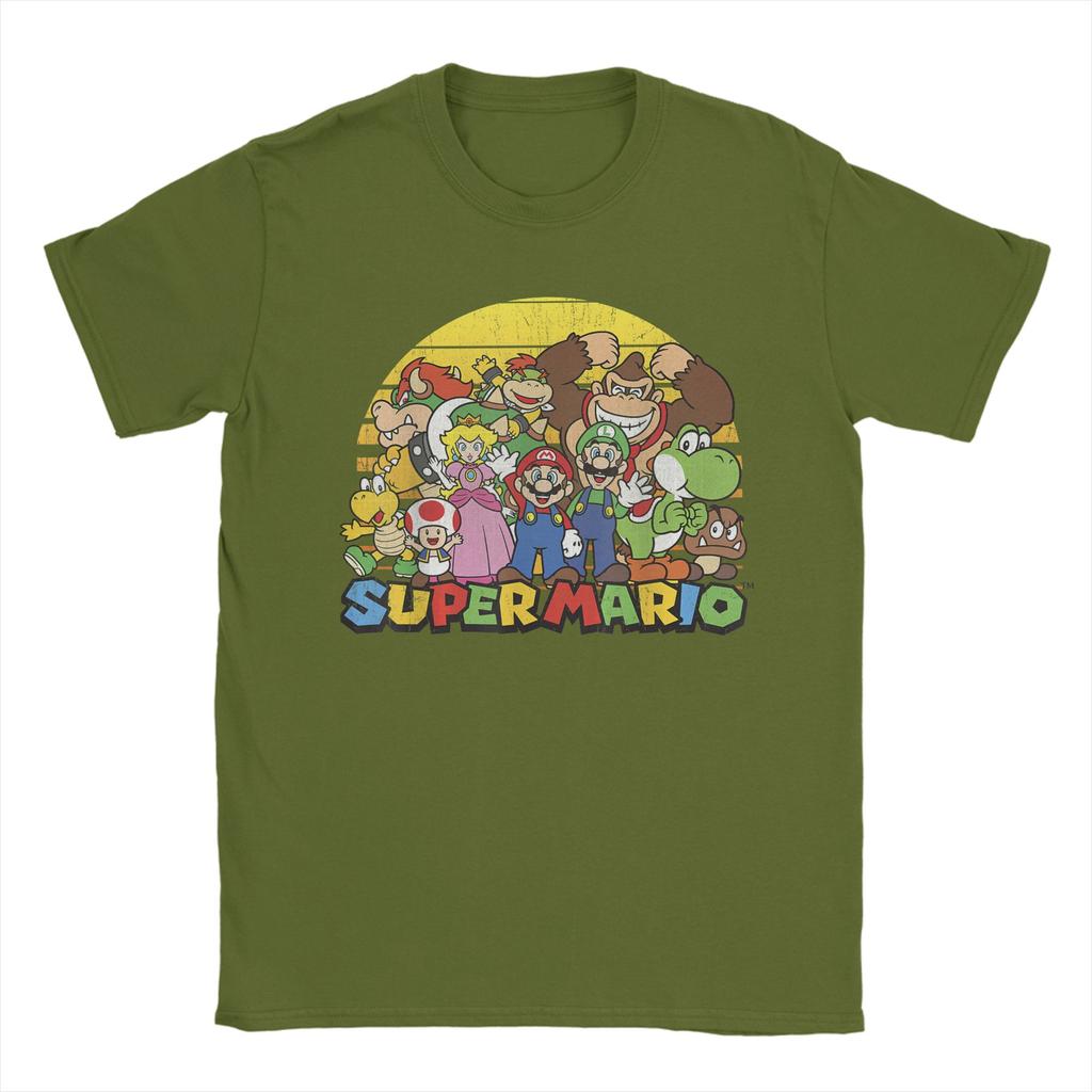 Novelty Super Marios Group Portrait TShirts for Unisex O Neck Cotton T Shirt Short Sleeve Tees Unique Tops