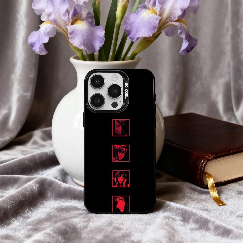 Чехол для телефона H-Horror T-Tomie-E для iPhone 17, 16, 15, 14, 13, 12, 11 Plus, Pro Max Черный Candy серебристый чехол для телефона