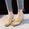 Transparent High-heeled Cool Slippers Women's 2025 Summer New Thin-heeled Square-toed Roman Sandals Women's Trendy Manufacturer