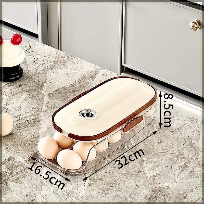 Food Grade PP & PET Egg Storage Box Handle Design Large Capacity Refrigerator Fresh Keeping Egg Container Kitchen Organizer
