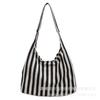 Canvas bag women's large capacity 2024 new autumn leisure shoulder shopping bag striped class tote bag