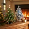 Holiday Keepsake Making Set 2 Pcs DIY Beaded Christmas Tree Kit with LED Light, Handmade Mini Sparkling Bead for Desk Faux Crystal Art Craft, Sparkly