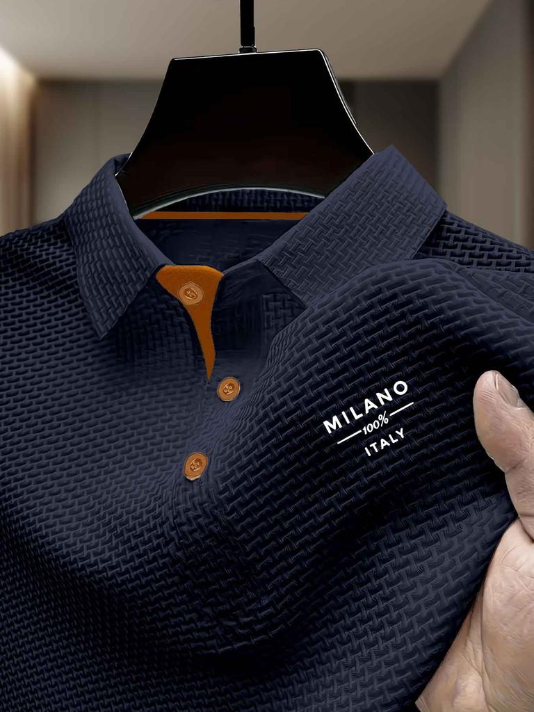 Men's Breathable Summer Refreshing Quick-Dry Lapel Color-Block Polo Shirt Men's Short-Sleeve T-Shirt Men's Clothing Top for Golf
