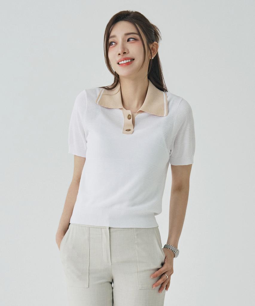 VISITINNEWYORK Flat Collar Short Sleeve Knit (Vz5Sk73)