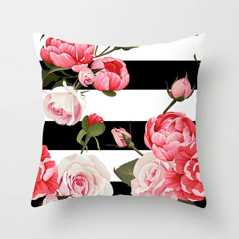 Watercolor-Style Floral Paintings Double-Sided Printed Pillow Cover Short Plush Suitable Living Rooms Sofas Throw Cushion Cover