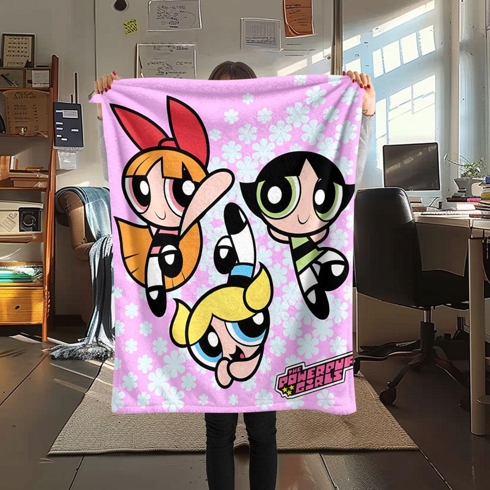 Powerpuff Girls Cartoon printing Flannel Blanket Bedroom Sofa Camping Warm blanket Gifts for family and friends-MJ009