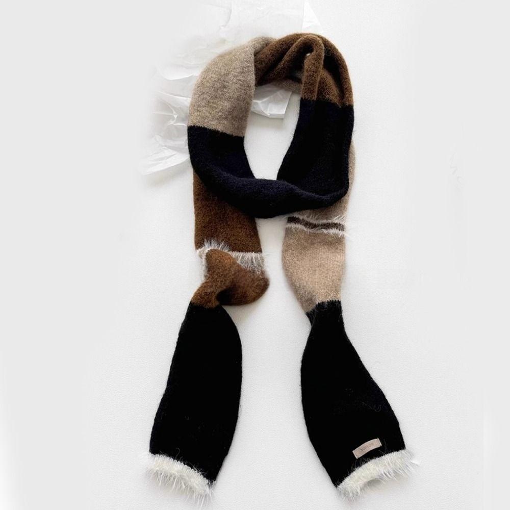 Y2 Sausage Thin Scarf Knitted Wool Plush Long Narrow Scarves Fashion Neck Scarves Autumn Winter