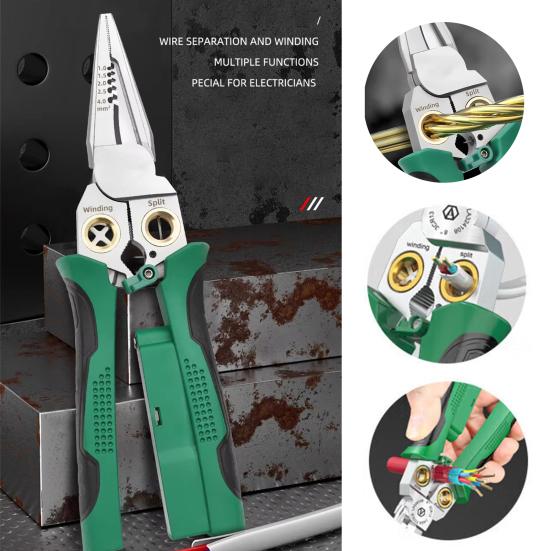 8-in-1 Wire Stripper Handle Ergonomic Design with Voltage Tester Non-Slip Multi-function Electric Wire Cutter
