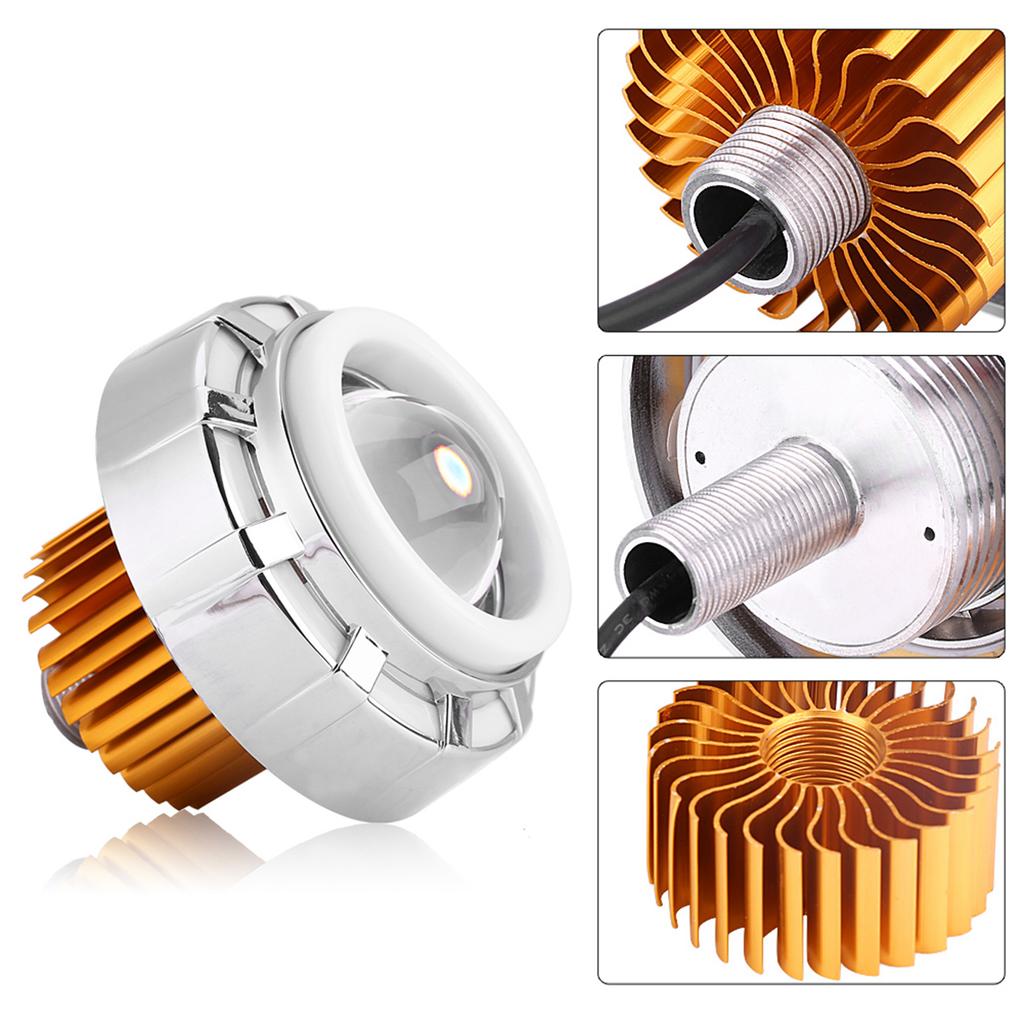 Мотоциклетная светодиодная фара Проекторная линза Двойной ангельский и дьявольский глаз Круглая СиняяКрасная