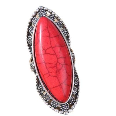 Кольцо в стиле ретро-этнического богемного стиля с бирюзовым узором и геометрическим узором из старинного серебра