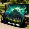 1 шт. Фланелевое одеяло Roblox Adventure Outdoor для девочек, мягкое, легкое, идеально подходит для кемпинга и в качестве подарка, цифровое