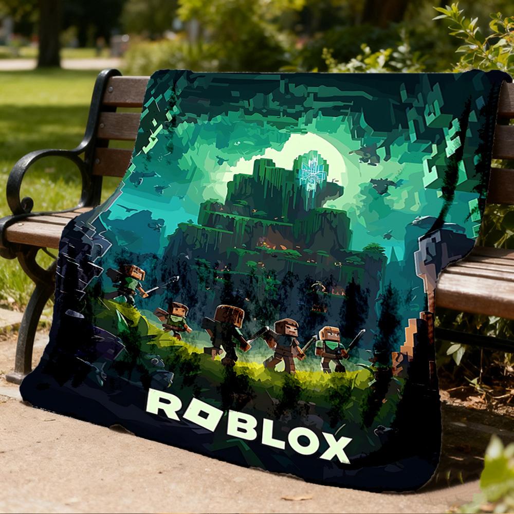1 шт. Фланелевое одеяло Roblox Adventure Outdoor для девочек, мягкое, легкое, идеально подходит для кемпинга и в качестве подарка, цифровое