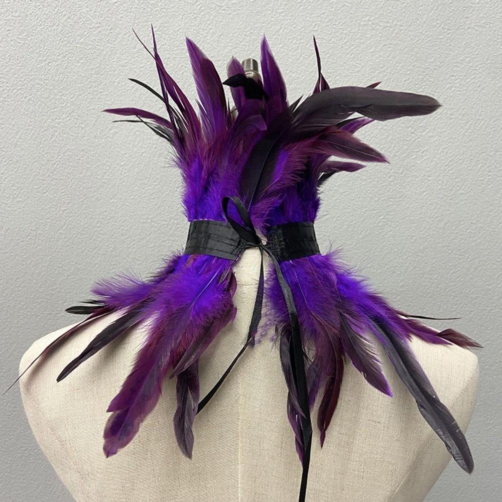 Women Cosplay Accessories Halloween Decor Gothic Clothes Feather Scarf Fur Shawl