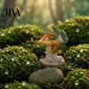 DIY Fairy Garden Accessories Resin Frog on Mushrooms Figurine, Micro Landscape Bonsai Ornament, Decor for Succulent Pots Waterproof Miniature