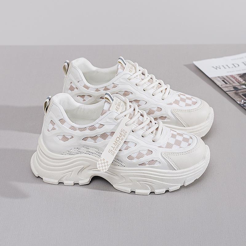 Fashion Casual White Platform Shoes For Women Spring Summer New White Sneakers Female Solid Color Lace Sports Shoes Woman