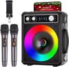 VOSOCO Karaoke Set with Two Wireless Microphones and Speakers, Home Karaoke Microphone, Loudspeaker, Bluetooth 5.0 PA Set, Compact Karaoke Machine,