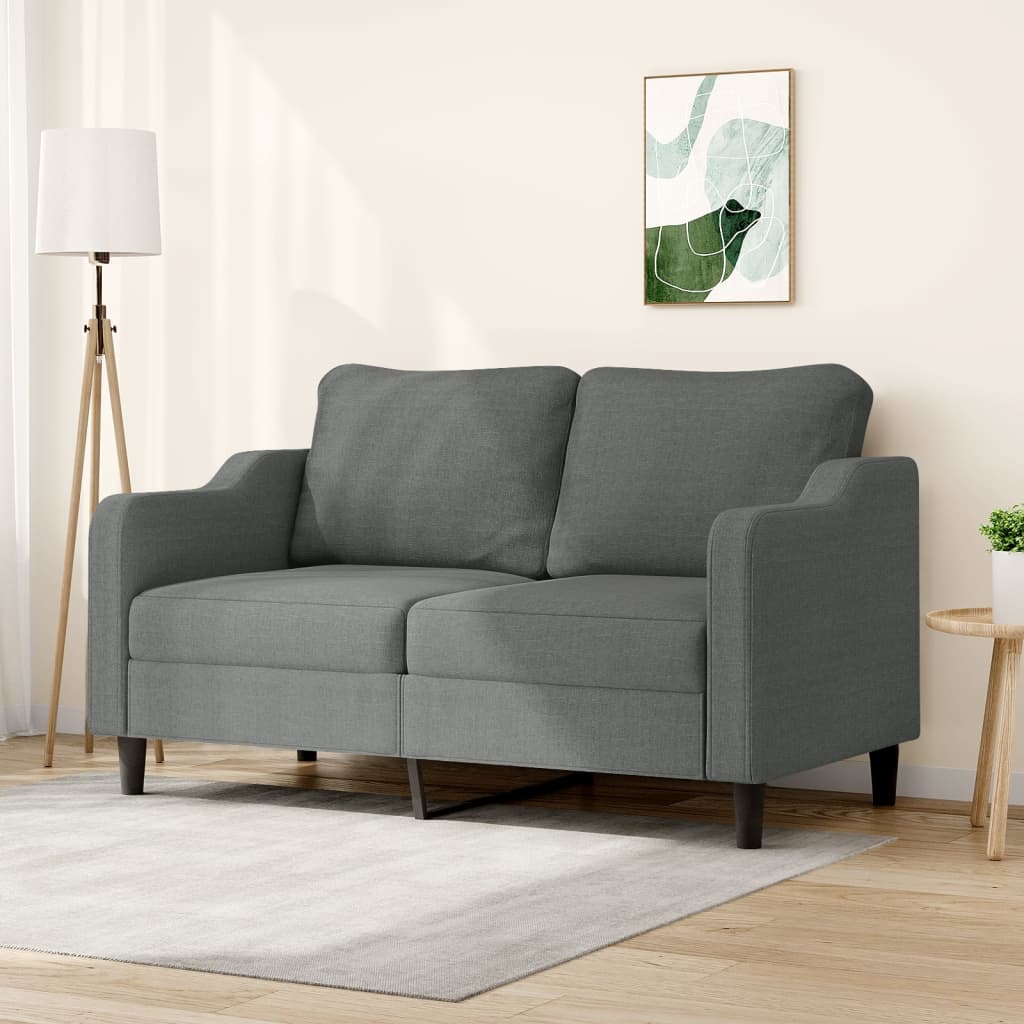Vidaxl Sofa 2-Osobowa, Ciemnoszara, 140 Cm, Tapicerowana Tkaniną
