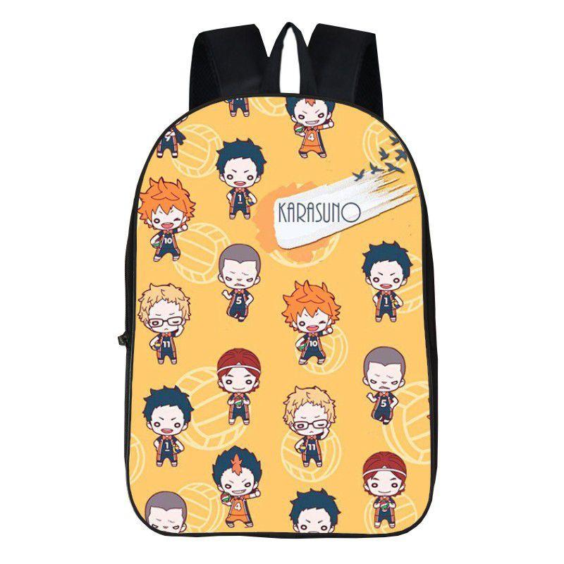 Fashionable Karasuno High School Backpack With Anime Haikyuu Print And Easy-clean Fabric