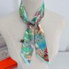 5CM Wide Women Colorful Printing Skinny Bag Scarf Brand Two Layer Silk Foulard Neck Tie Hair Scarves For Ladies
