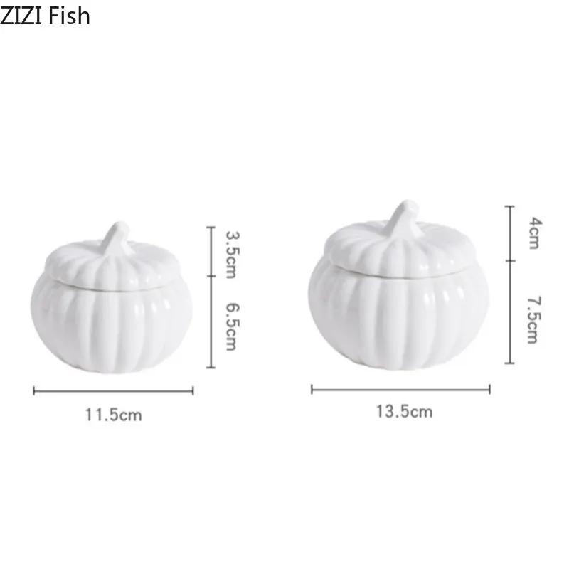 Creative Pumpkin Ceramic Bowl with Cover Hotel Restaurant Ice Cream Dessert Bowl Soup Bowl Nordic Home Kitchen White Tableware