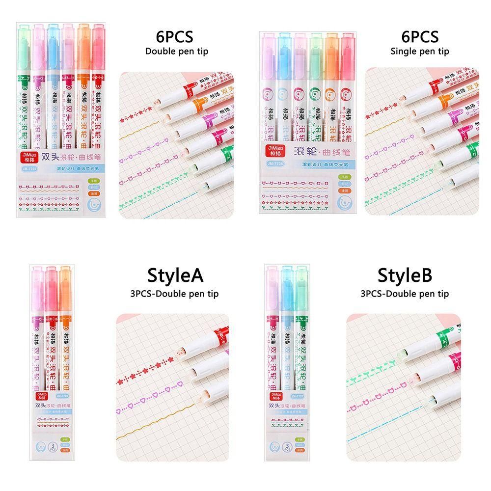 Curve Line Double Head Marker Multiple Shapes Markers Pen Curve Highlighter Pen Integrated