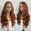 AIMEYA Copper Red Lace Wig Natural Hairline 13x4 Lace Front Wig Heat Resistant Synthetic Hair Long Body Wave Daily Wear Wigs