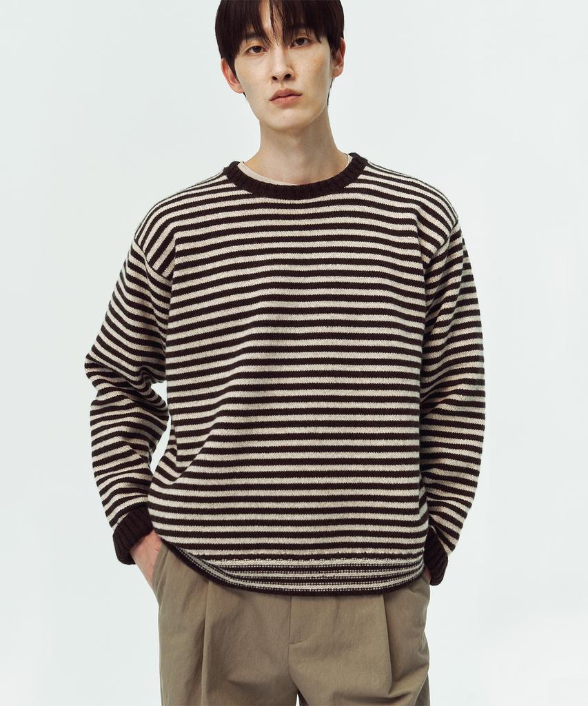 BLANKROOM Fisherman Stripe Knit_Oat Brown