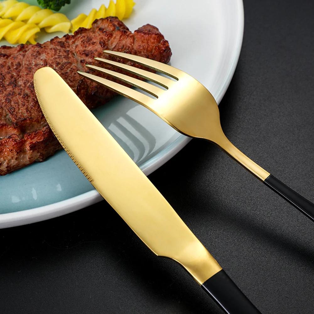 24Pcs Green Gold Tableware Set Stainless Steel Cutlery Kitchen Dinnerware Knife Fork Spoon Restaurant Wedding Flatware Set