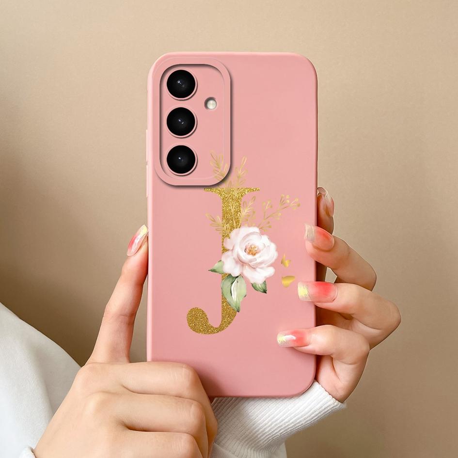 Flowers Letter Case For Samsung A05 A05S A16 S25 Plus S25Ultra A26 A56 F14 A36 Fashion Exquisite Pattern Soft Silicone Couples Covers For Samsung Capa