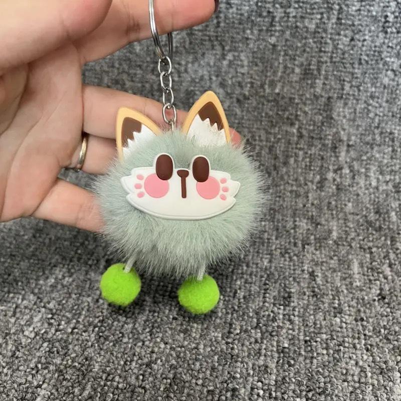 Cartoon Plush Lucky Cat Toy Keychain Cute Bag Charms Car Keyring Pendant Accessories For Women Couples Kawaii Gift