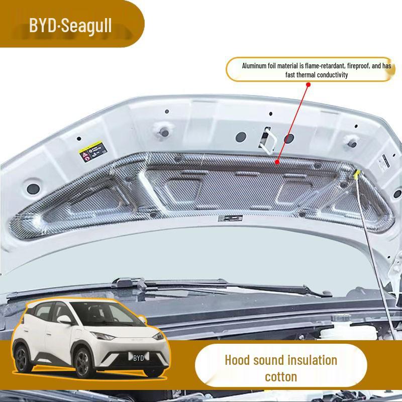 BYD Seagull Звуко- и теплоизоляция капота, Снижение шума и вибрации, Модификация интерьера