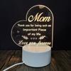 3D Acrylic Night Lamp 3 Colors Adjustable Pushbutton Switch Mothers Day Gifts from Daughter Son