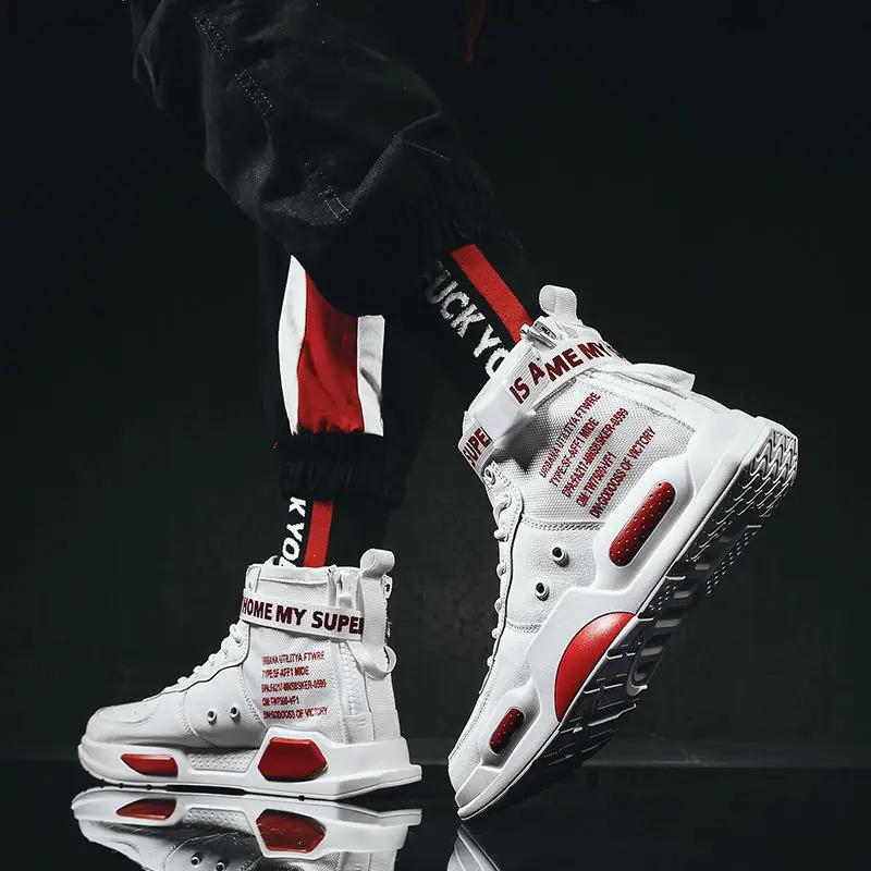 Мужские высокие модные кожаные кроссовки, тренд, горячая распродажа, удобная мужская повседневная обувь, нескользящая дышащая мужская обувь