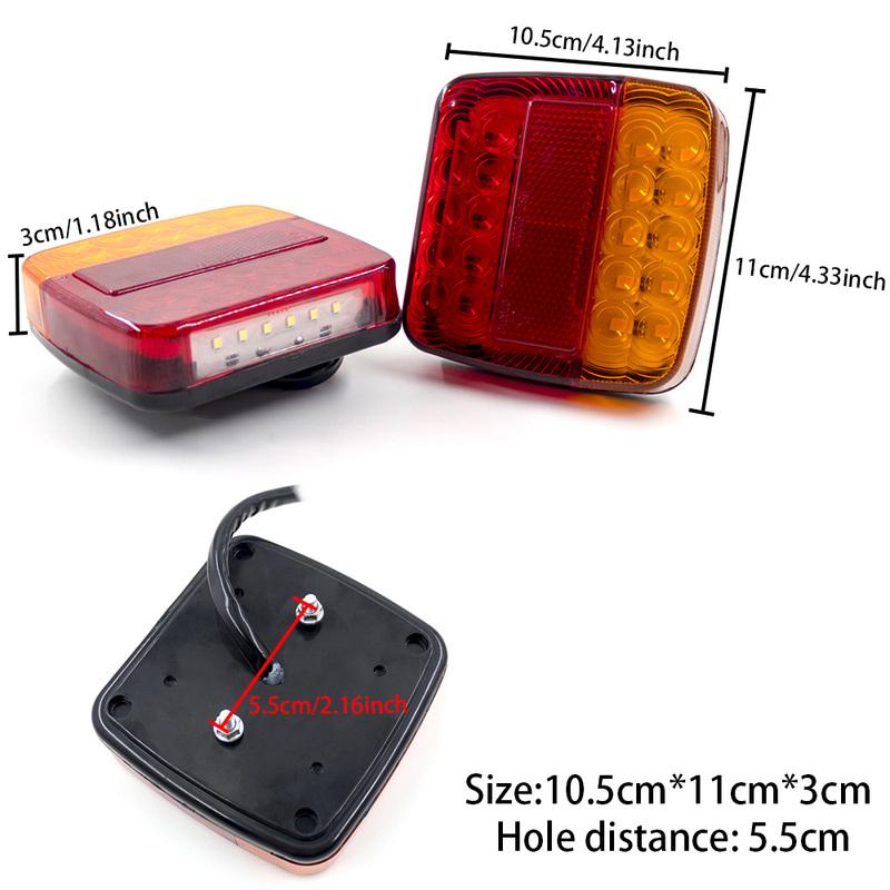 2Piece/Set 12V Rear Towing Trailer Tail Light 16 LED 10m Cable 7 Pin Universal Brake Stop Waterproof License Number Plate Lamp