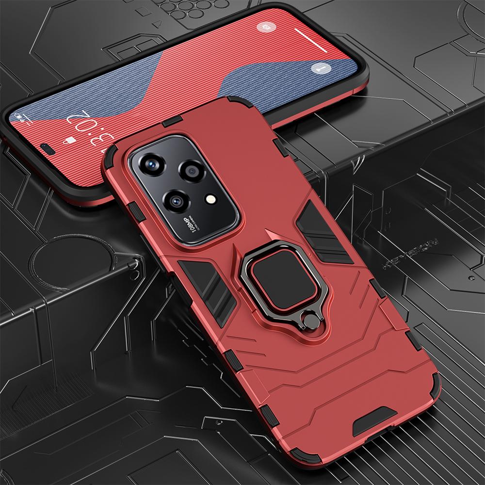 KEYSION Противоударный защитный чехол для HONOR 200 Lite 5G, мягкий силикон + ПК с металлическим кольцом-подставкой, задняя крышка для телефона для Huawei Honor 200 Lite