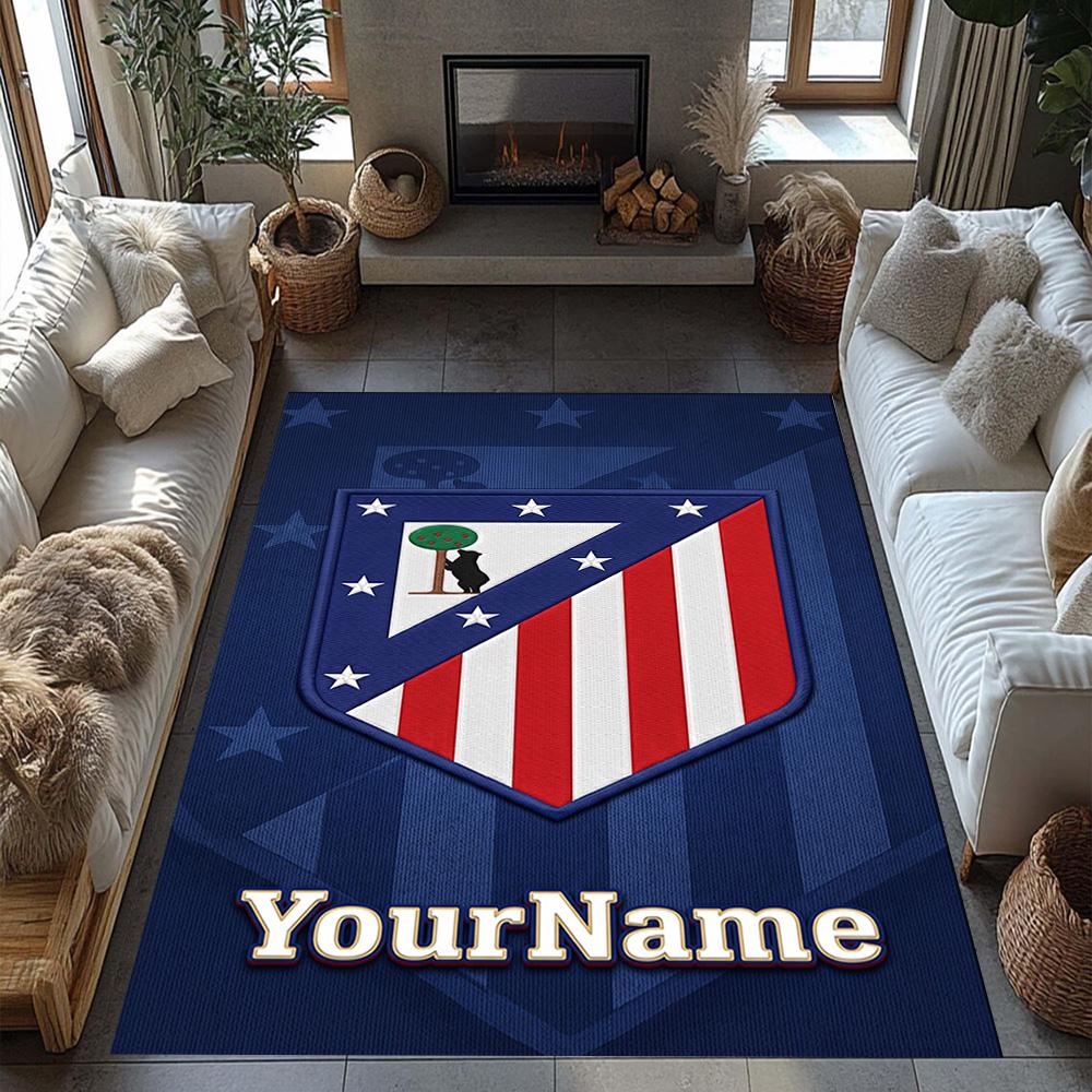Atletico Madrid Customizable Name Floor Mat Perfect for Foyer Hallway Balcony Dining Room Anti-slip Rug Decorate Offices