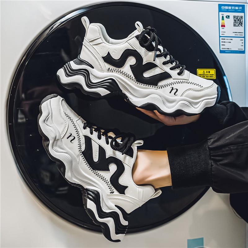 Модная осенняя новинка Мужская повседневная спортивная обувь Низкие кроссовки на толстой подошве из мягкой кожи Кроссовки для папы Нескользящая легкая мужская обувь для бега