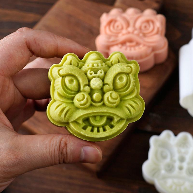 2Pcs 75G Cookie Stamp Chinese Year Mooncake Mold Set Dragon Ru Yi Diy Hand Press Fondant Pastry Household Kitchen Tool Party
