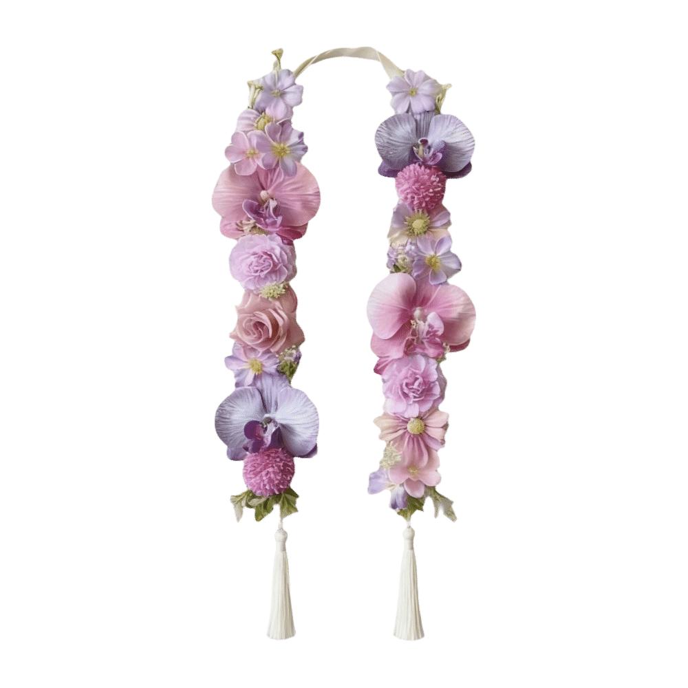 Silk Fabric Floral Shoulder Sash Satin Fabric Artificial Floral Garland Birthday Party